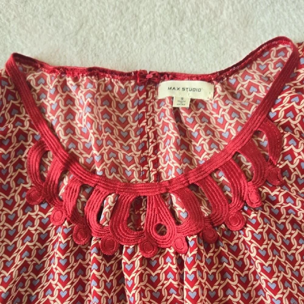 Max Studio S-L INTERTWINED 💙♥️🤍 Y2K KAWAII Babydoll Ruffles Fun LACE TRIM GUC - Picture 4 of 10